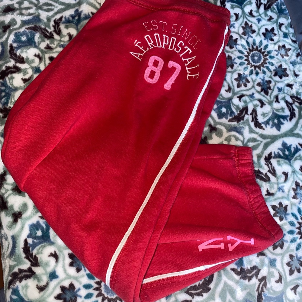 Aeropostale Red Capris with White Accents